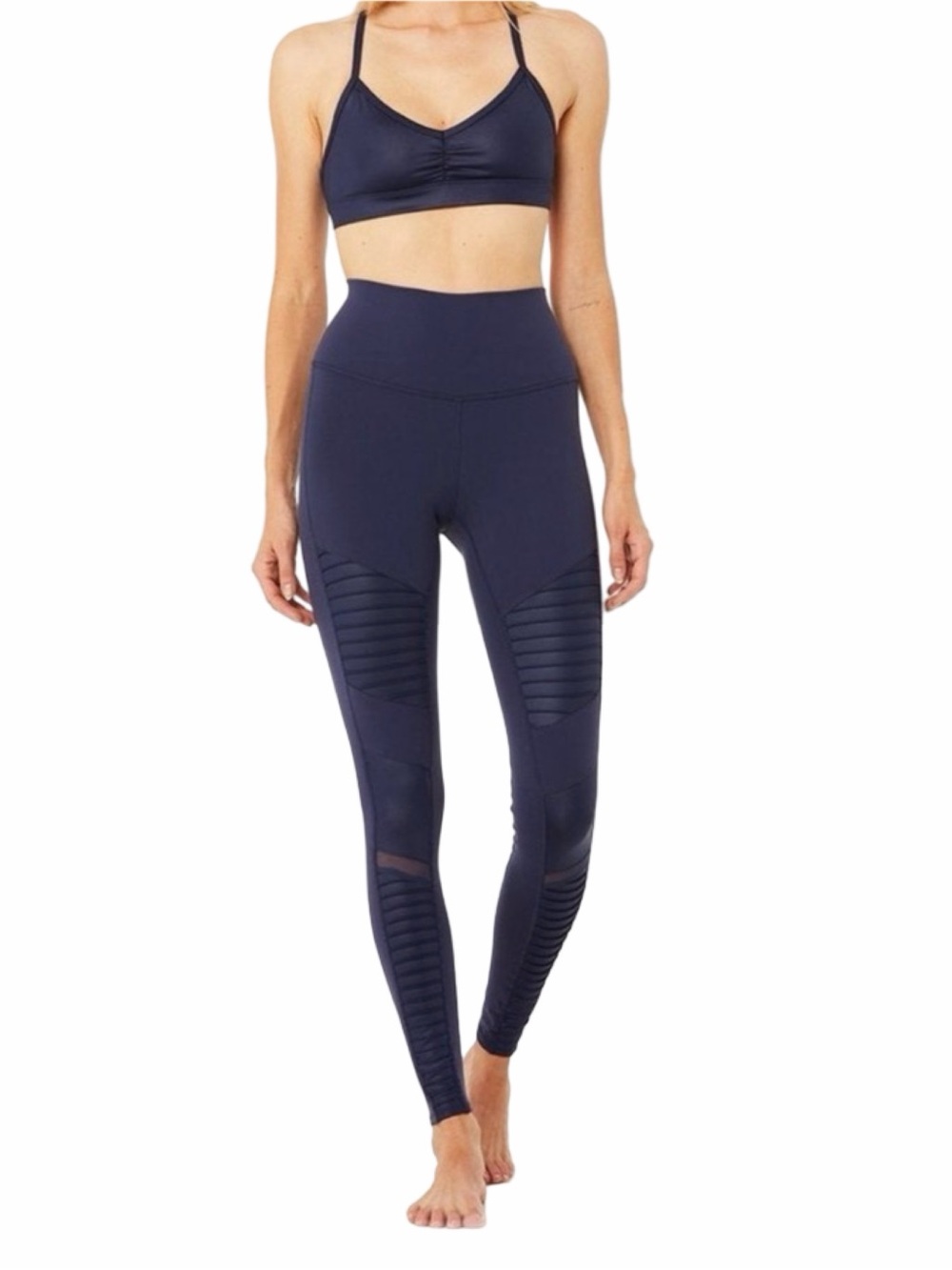 Alo Yoga | Navy Blue High-Waist Moto Sport Leggings - Picture 5 of 6